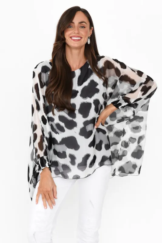 Cartier Black Leopard Silk Layer Top sold by Blue Bungalow