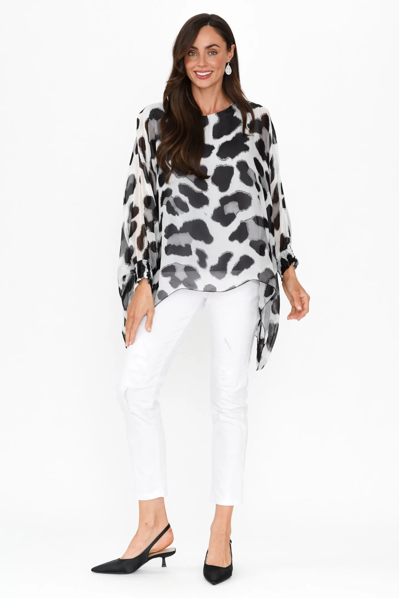 Cartier Black Leopard Silk Layer Top sold by Blue Bungalow product image thumbnail 2