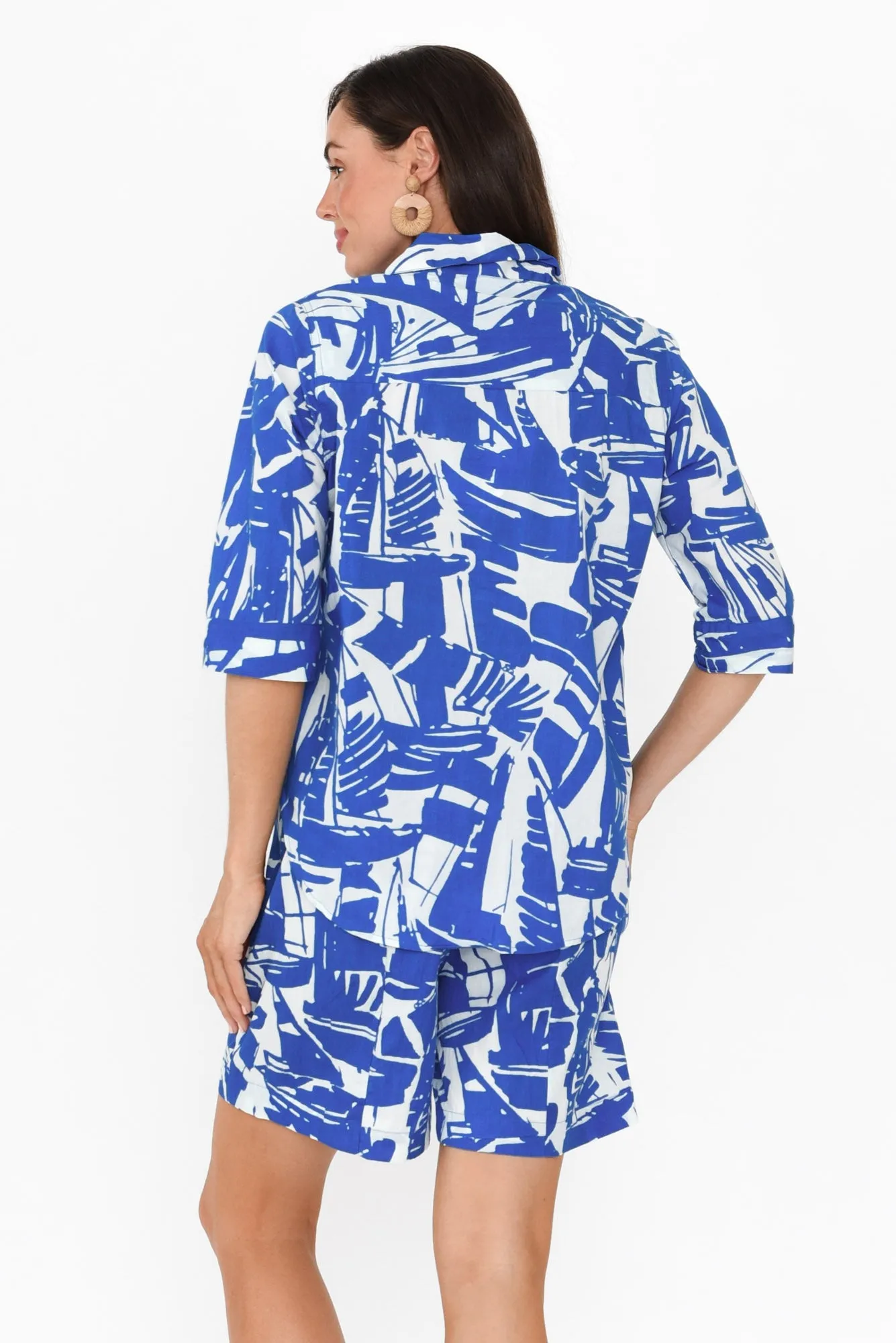 Gould Blue Geo Cotton Shirt sold by Blue Bungalow product image thumbnail 4