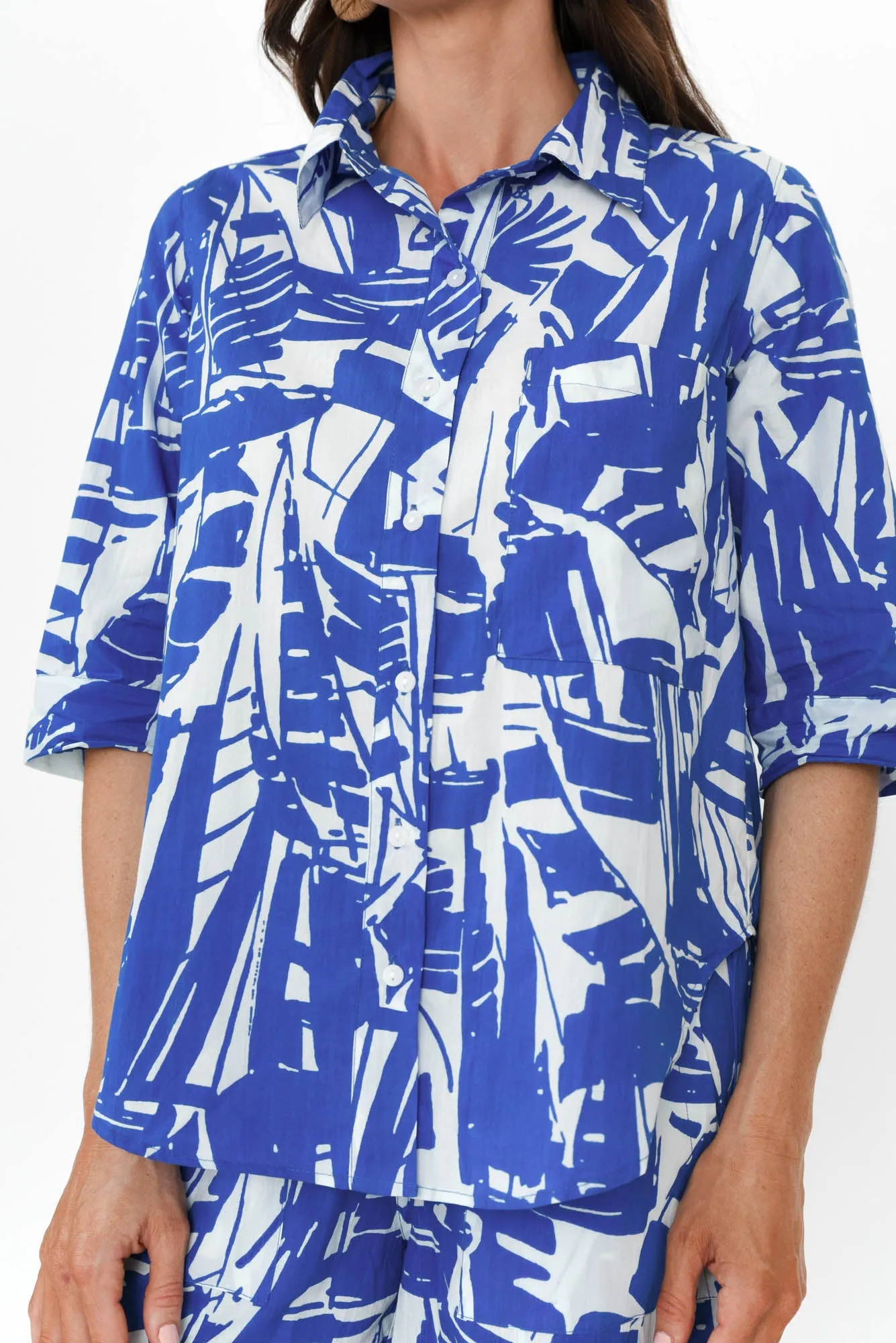 Gould Blue Geo Cotton Shirt sold by Blue Bungalow product image thumbnail 5