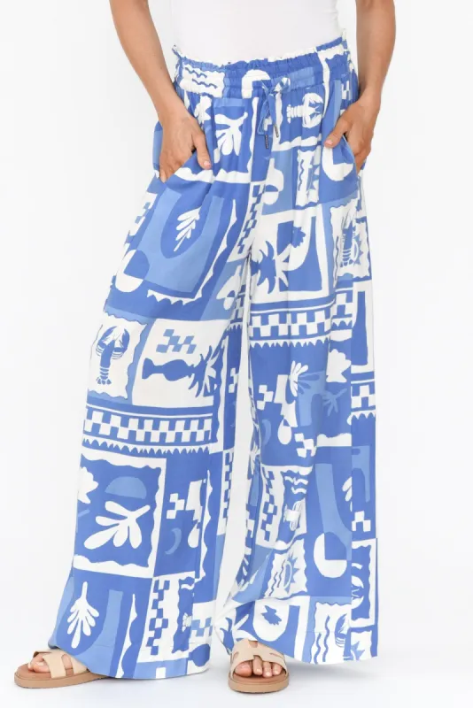 Holiday Blue Seaside Linen Blend Pants sold by Blue Bungalow