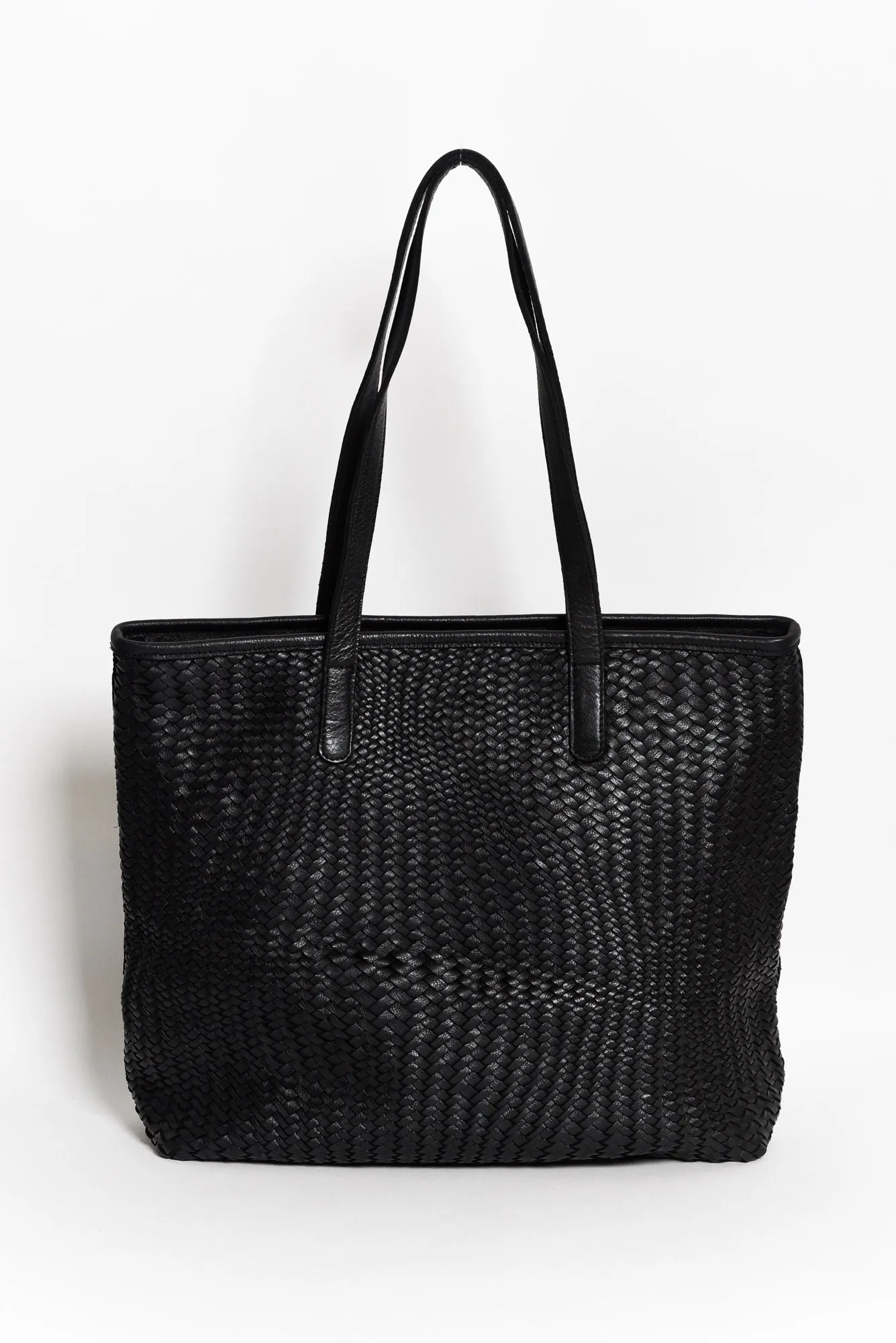 Alfie Black Woven Tote Bag sold by Blue Bungalow