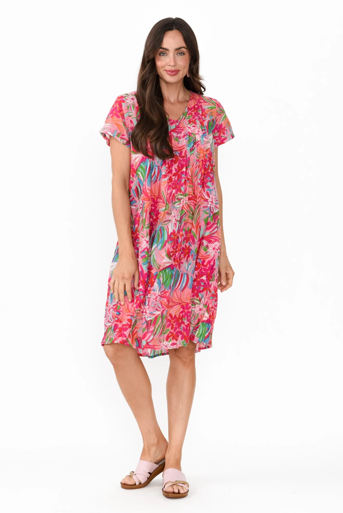 Sabina Pink Petal Crinkle Cotton Dress sold by Blue Bungalow product image thumbnail 2