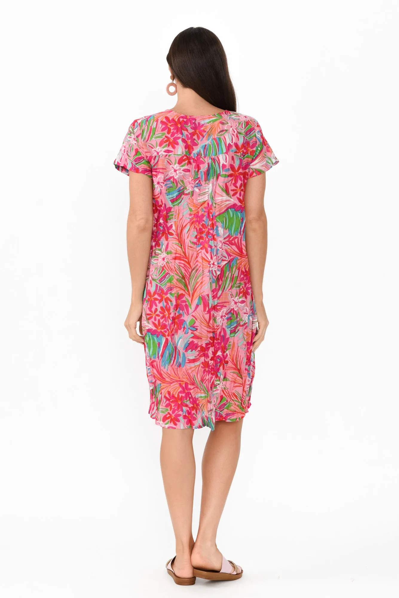 Sabina Pink Petal Crinkle Cotton Dress sold by Blue Bungalow product image thumbnail 4