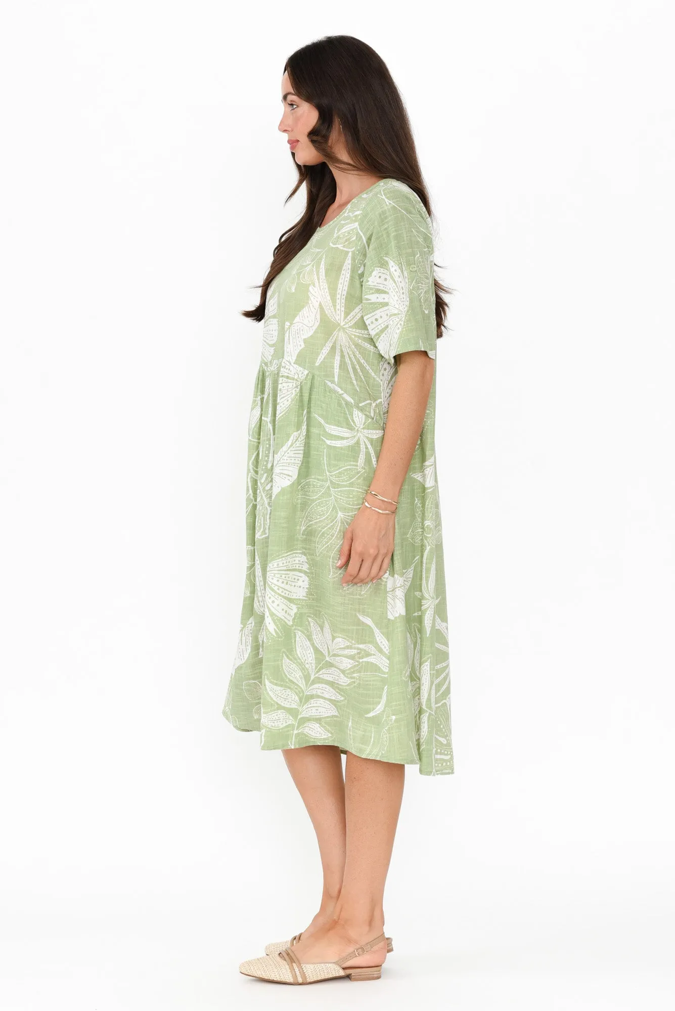 Mackie Green Leaf Cotton Pocket Dress sold by Blue Bungalow product image thumbnail 3