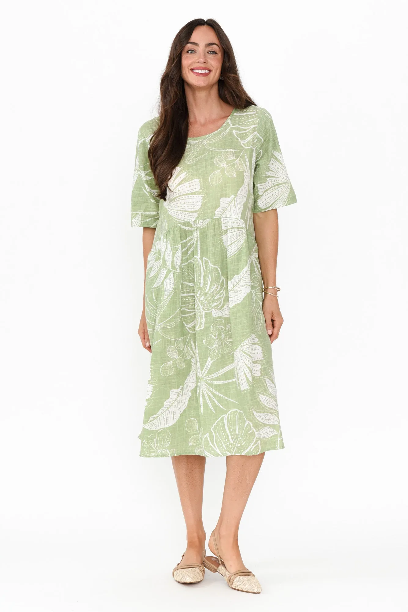 Mackie Green Leaf Cotton Pocket Dress sold by Blue Bungalow product image thumbnail 2