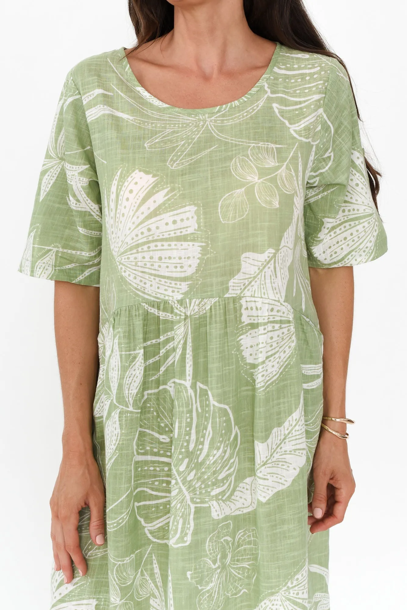 Mackie Green Leaf Cotton Pocket Dress sold by Blue Bungalow product image thumbnail 5