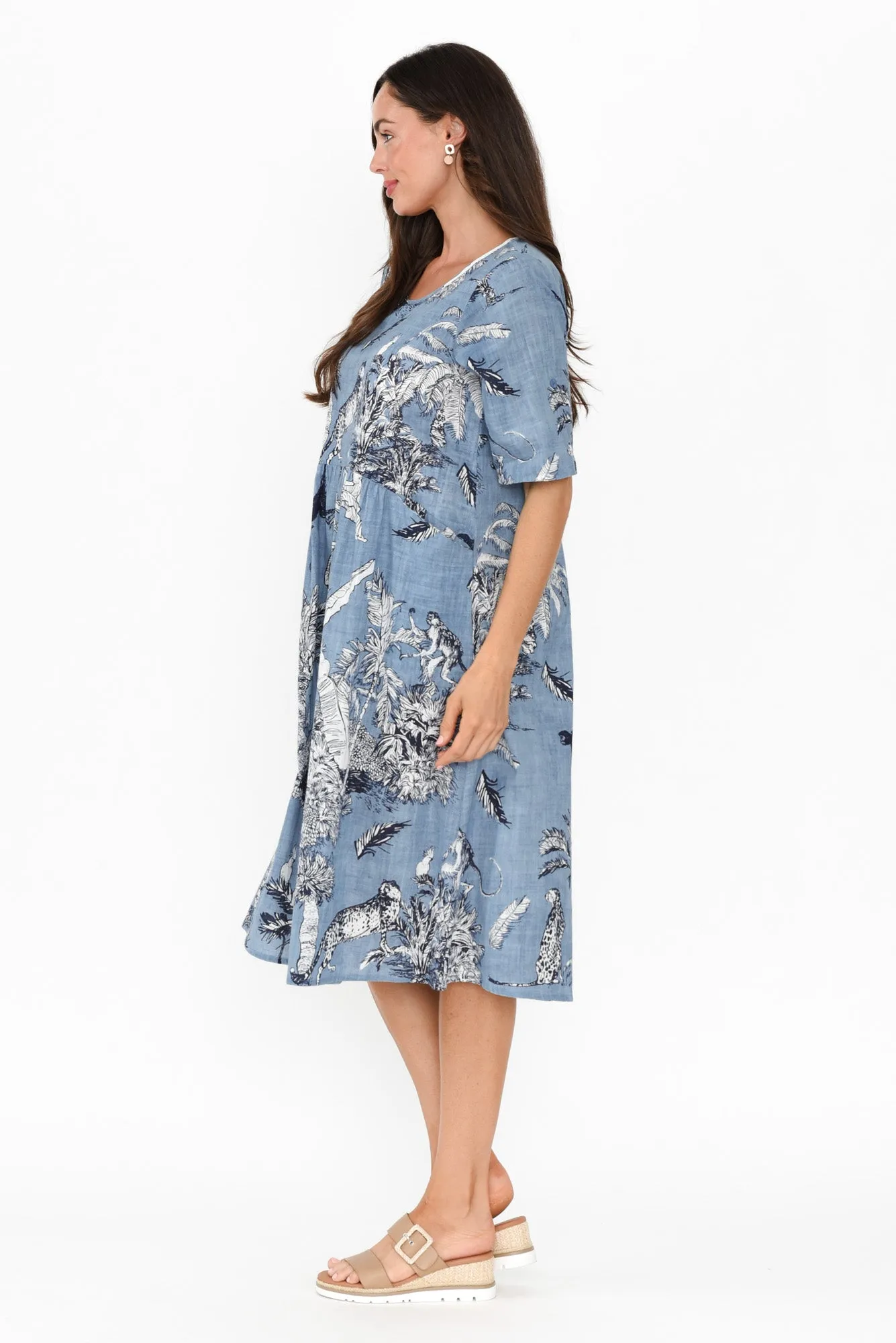 Mackie Blue Jungle Cotton Pocket Dress sold by Blue Bungalow product image thumbnail 3