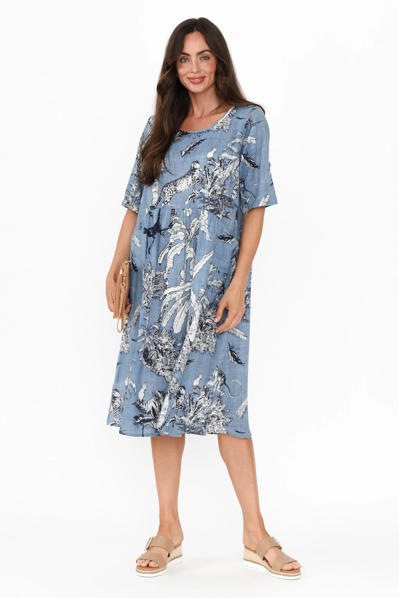 Mackie Blue Jungle Cotton Pocket Dress sold by Blue Bungalow product image thumbnail 2