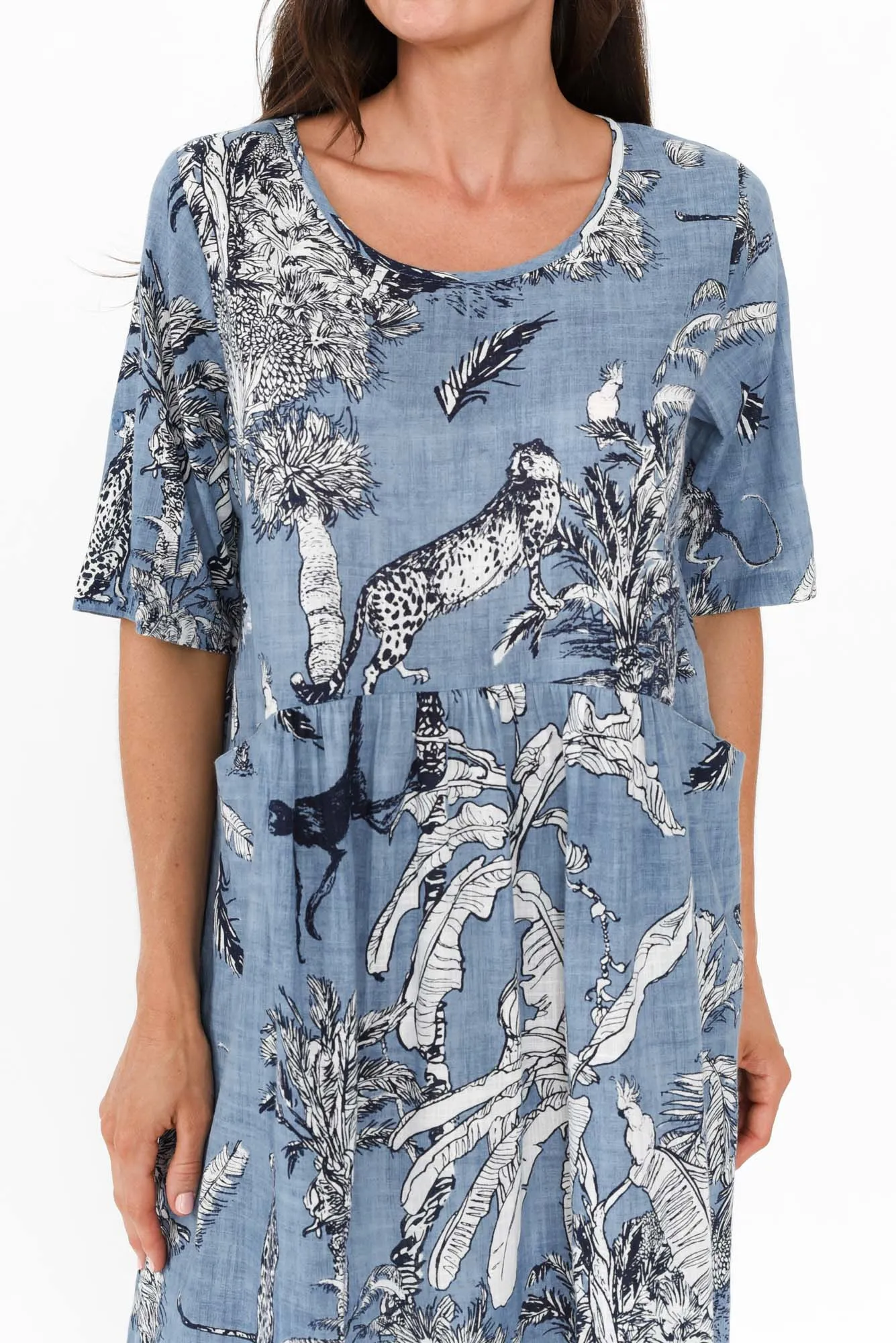 Mackie Blue Jungle Cotton Pocket Dress sold by Blue Bungalow product image thumbnail 5