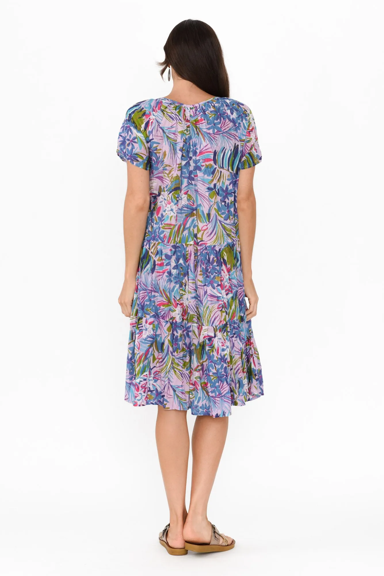 Bessie Purple Floral Cotton Tier Dress sold by Blue Bungalow product image thumbnail 5