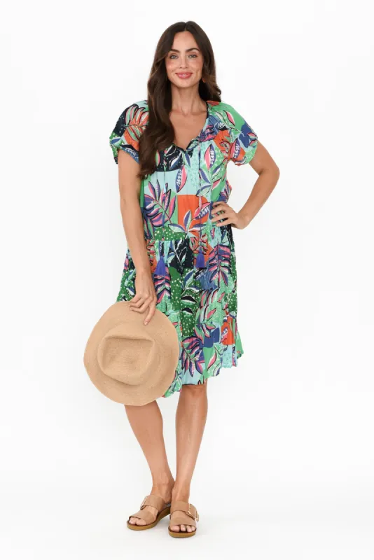 Bessie Green Garden Cotton Tier Dress sold by Blue Bungalow