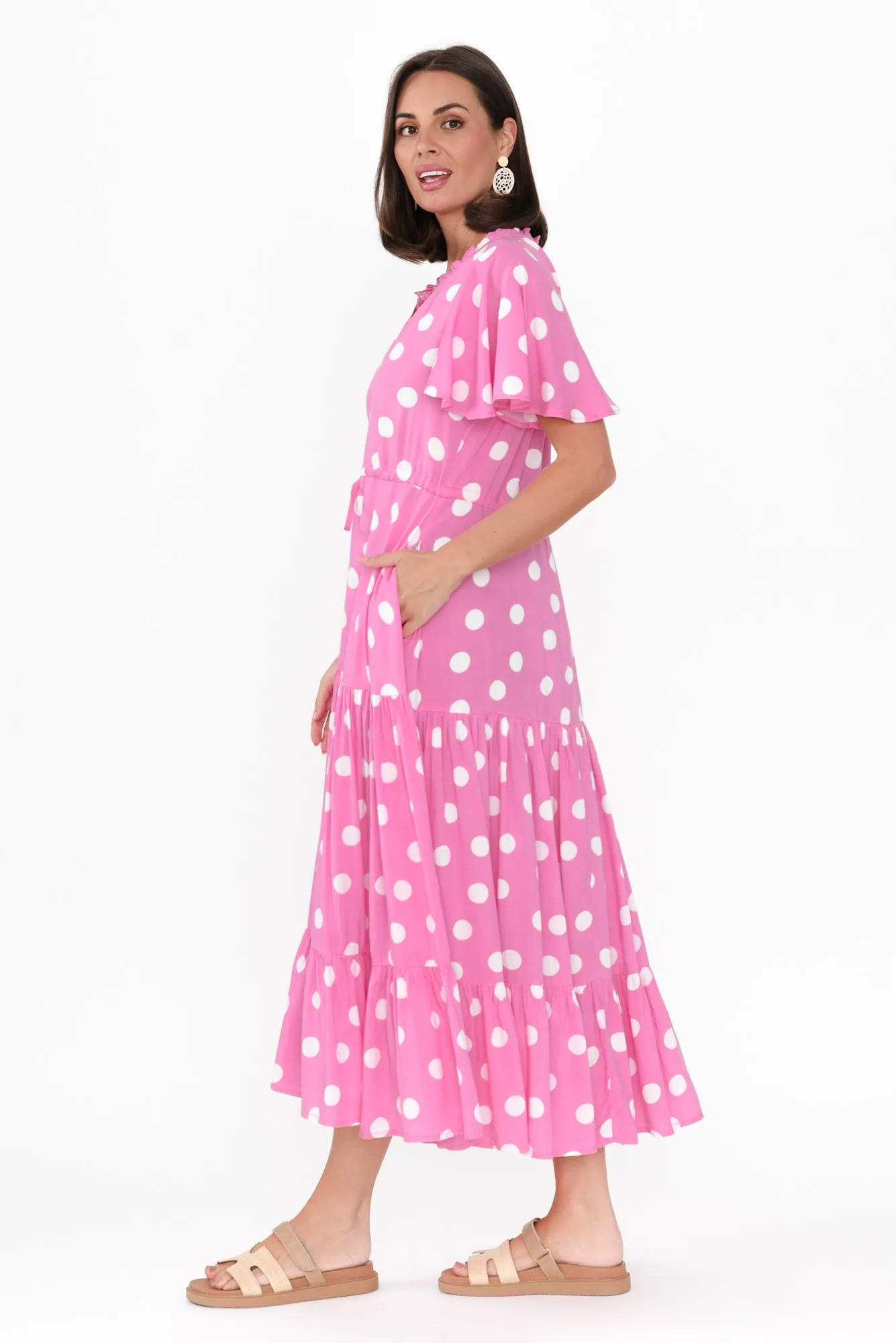 Lishka Pink Spot Tie Dress sold by Blue Bungalow product image thumbnail 3