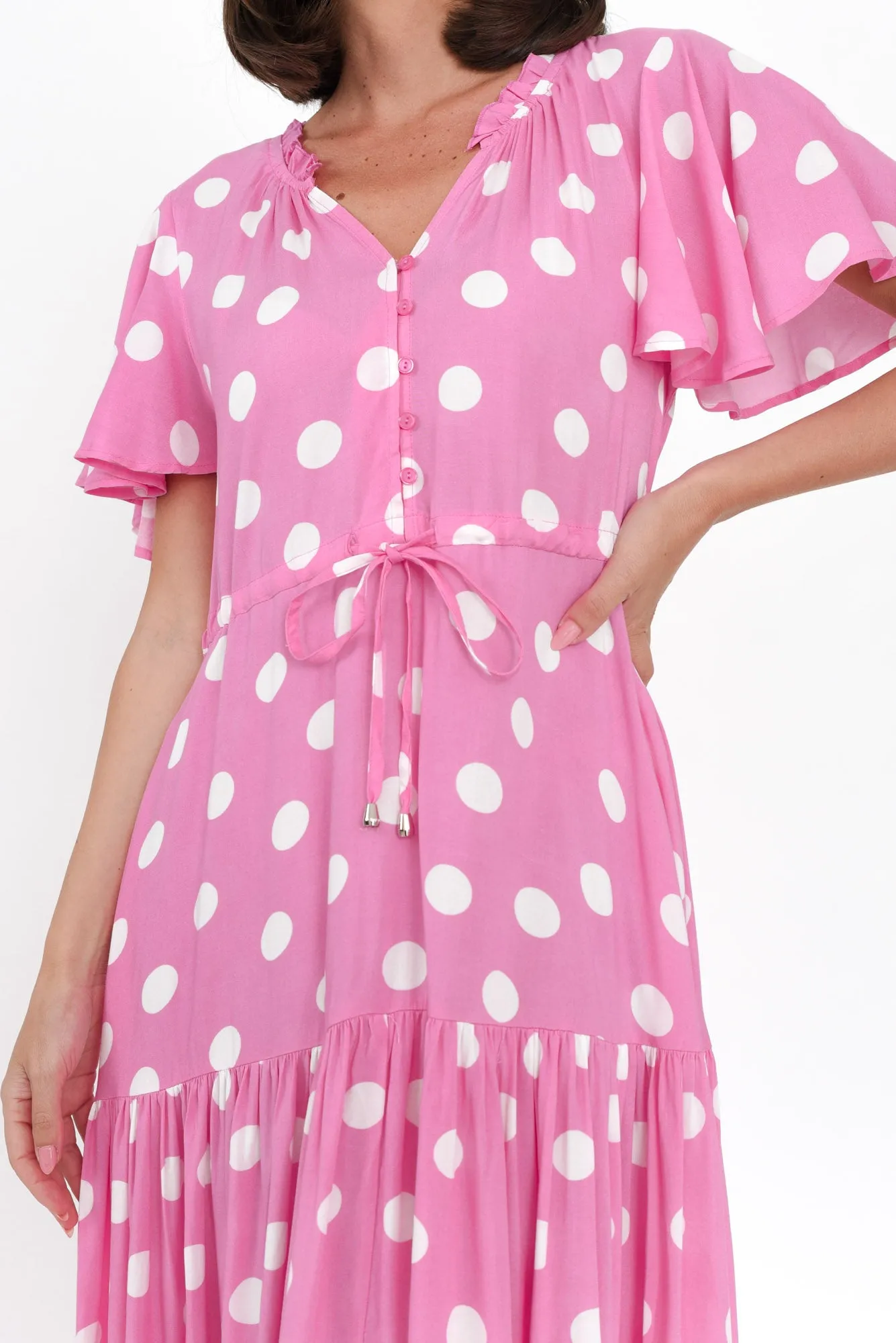 Lishka Pink Spot Tie Dress sold by Blue Bungalow product image thumbnail 5