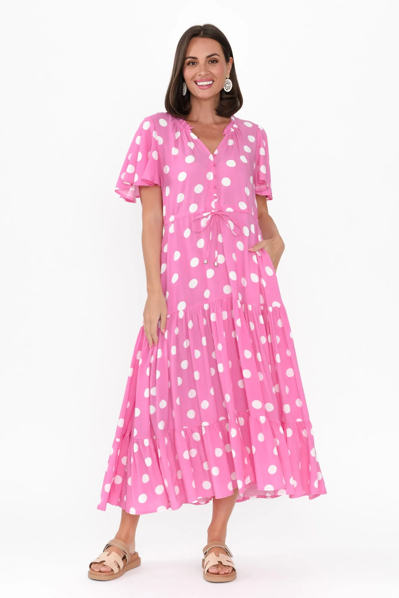 Lishka Pink Spot Tie Dress sold by Blue Bungalow product image thumbnail 2