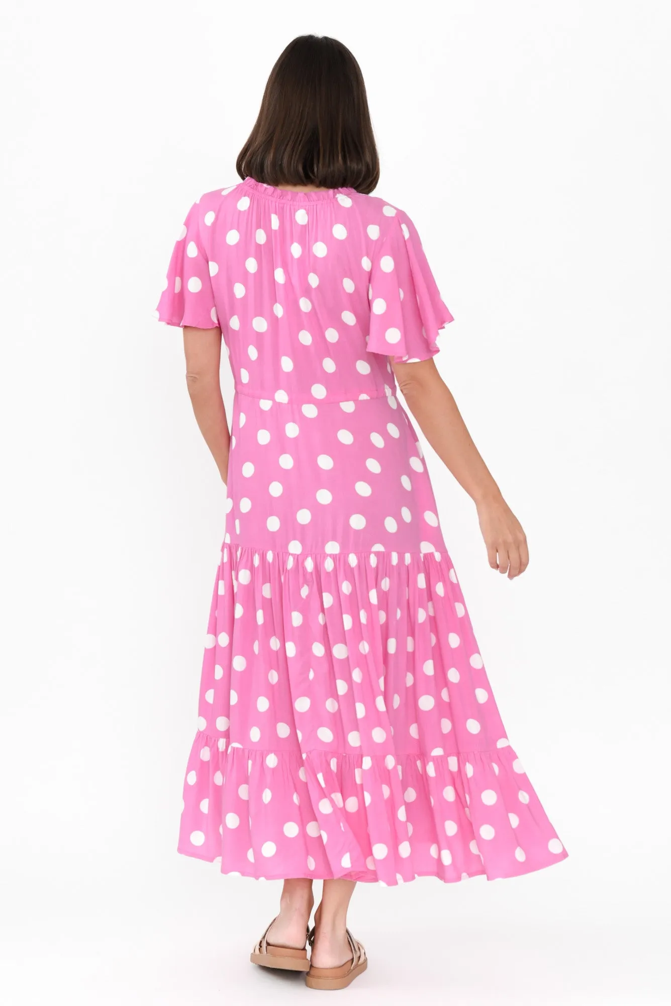 Lishka Pink Spot Tie Dress sold by Blue Bungalow product image thumbnail 4