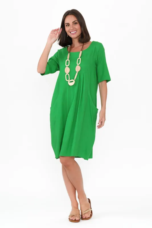 Myley Green Linen Cotton Dress sold by Blue Bungalow