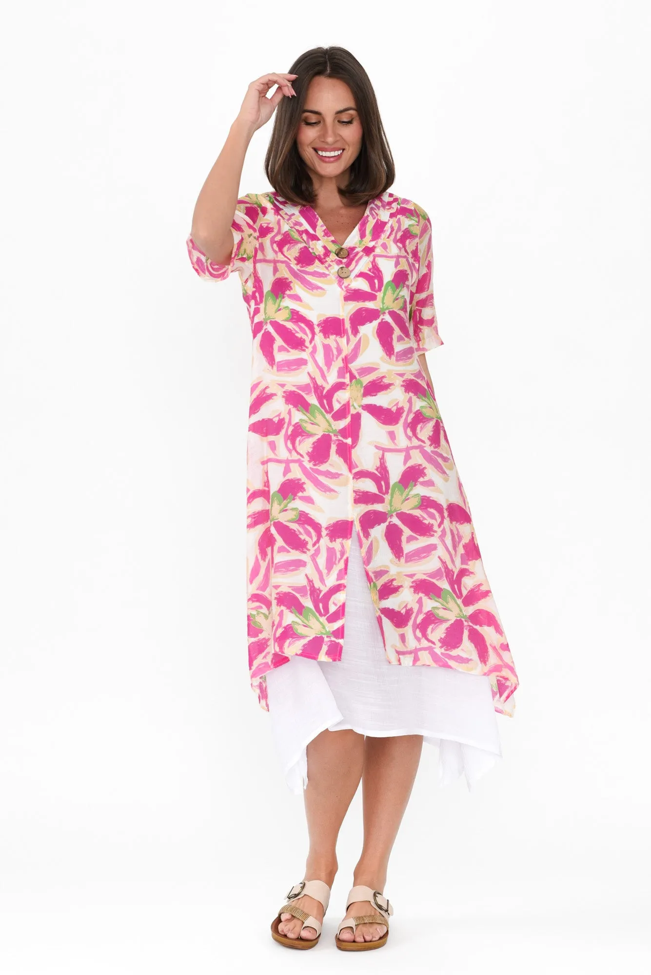 Nala Fuchsia Floral Layers Dress sold by Blue Bungalow product image thumbnail 2
