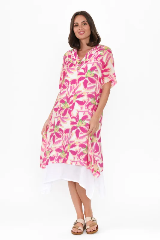 Nala Fuchsia Floral Layers Dress sold by Blue Bungalow