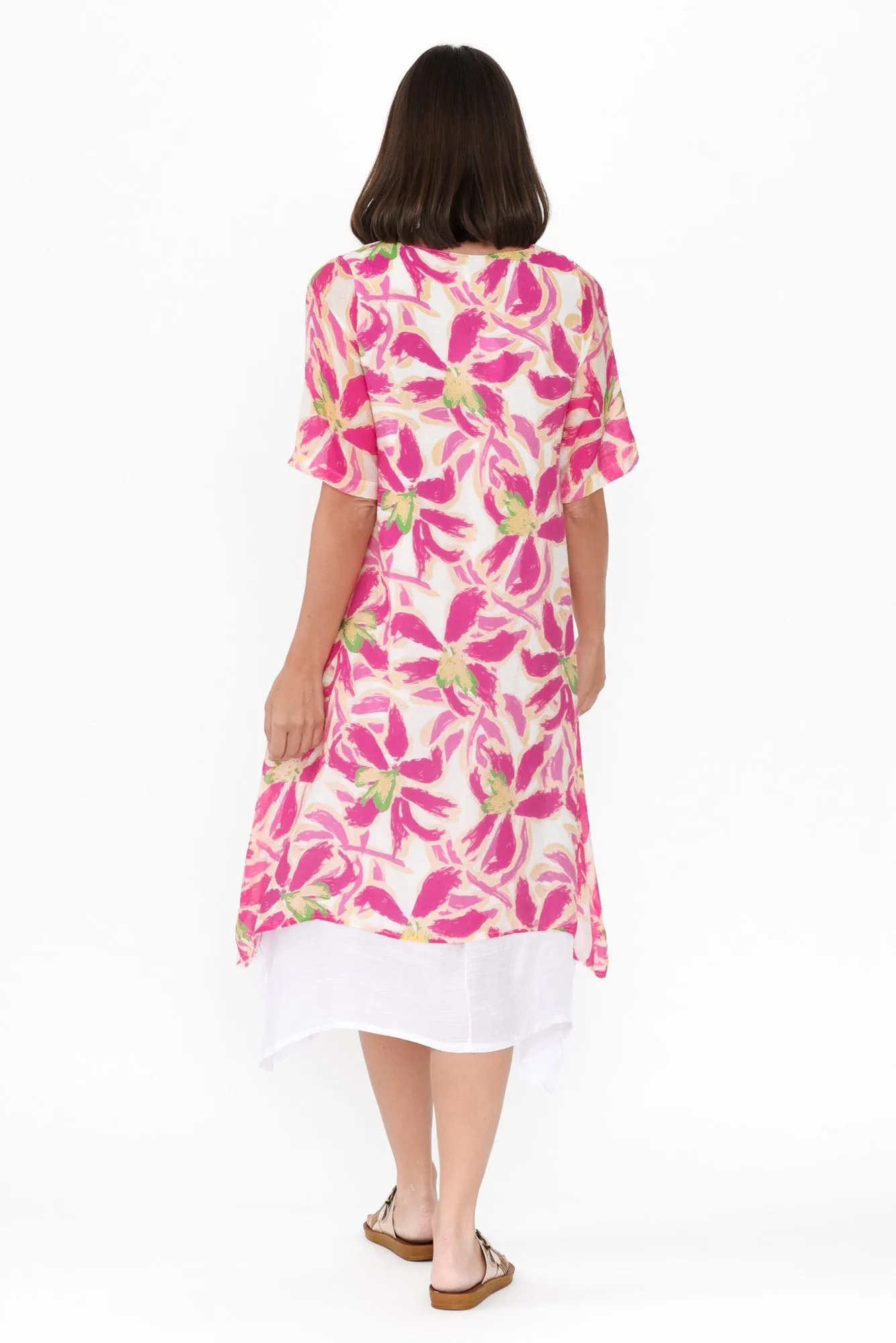 Nala Fuchsia Floral Layers Dress sold by Blue Bungalow product image thumbnail 4