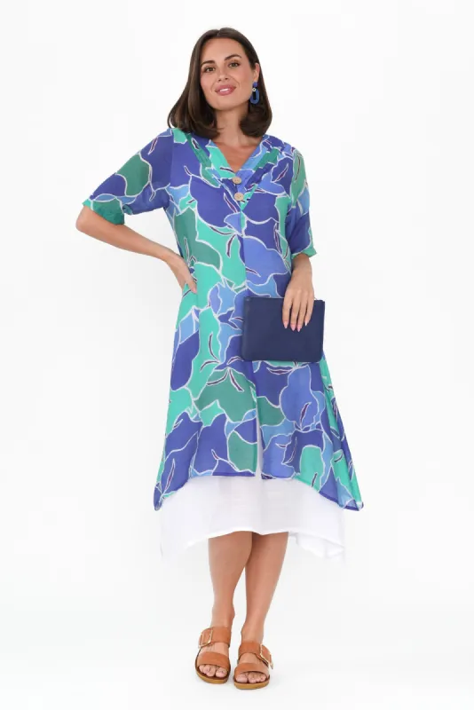 Nala Cobalt Floral Layers Dress sold by Blue Bungalow