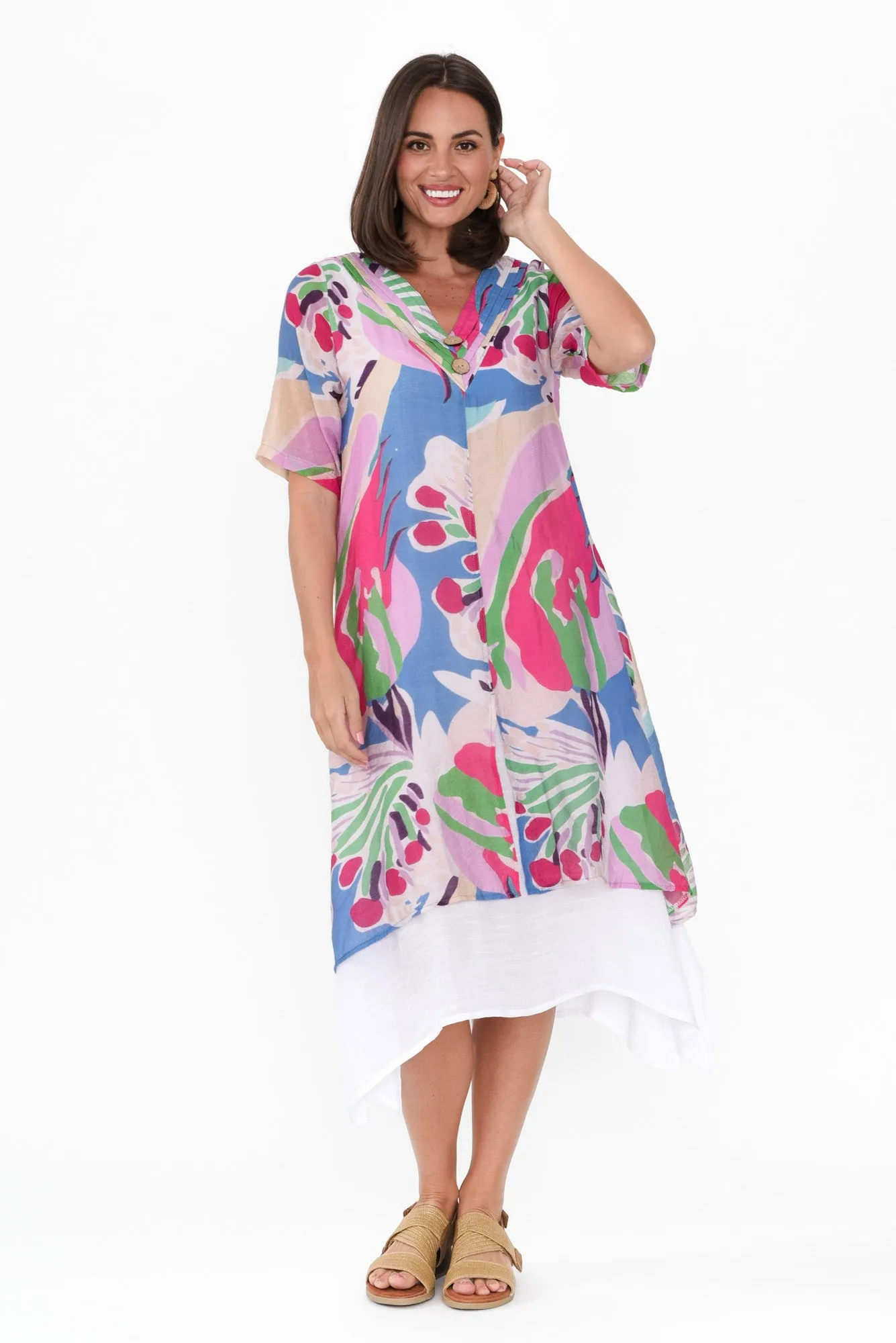 Nala Blue Tropical Layers Dress sold by Blue Bungalow product image thumbnail 2