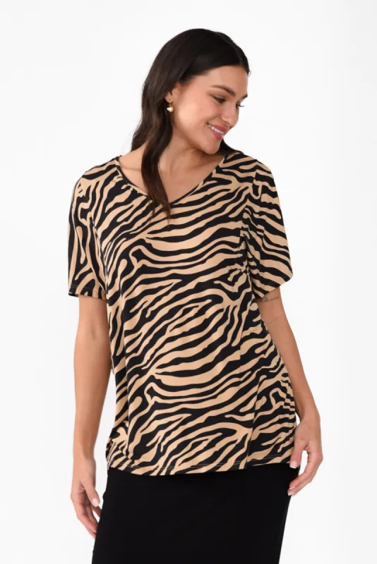 Ivy Tan Zebra Micro Modal Swing Tee made by Blue Bungalow