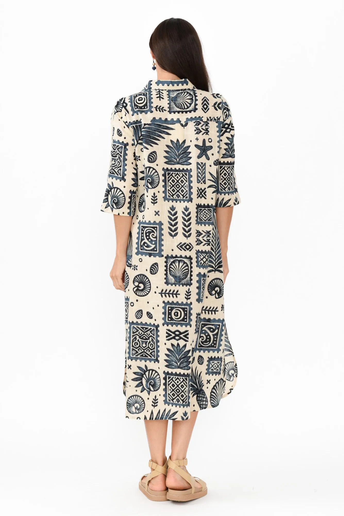 Tricia Navy Seaside Cotton Shirt Dress sold by Blue Bungalow product image thumbnail 4