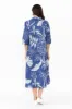 Tricia Navy Leaf Cotton Shirt Dress sold by Blue Bungalow