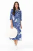 Tricia Navy Leaf Cotton Shirt Dress sold by Blue Bungalow