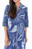 Tricia Navy Leaf Cotton Shirt Dress sold by Blue Bungalow