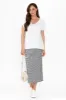 Etta Black Stripe Cotton Pocket Skirt sold by Blue Bungalow
