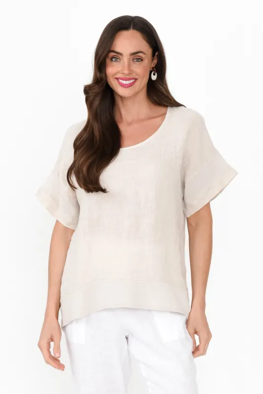 Kaya Beige Linen Top sold by Blue Bungalow