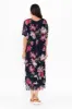 Katerina Navy Bloom Silk Overlay Maxi Dress sold by Blue Bungalow