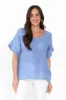 Kaya Blue Linen Top sold by Blue Bungalow