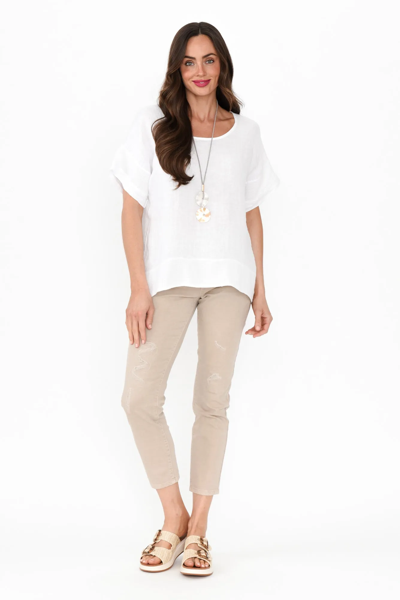 Kaya White Linen Top sold by Blue Bungalow product image thumbnail 2