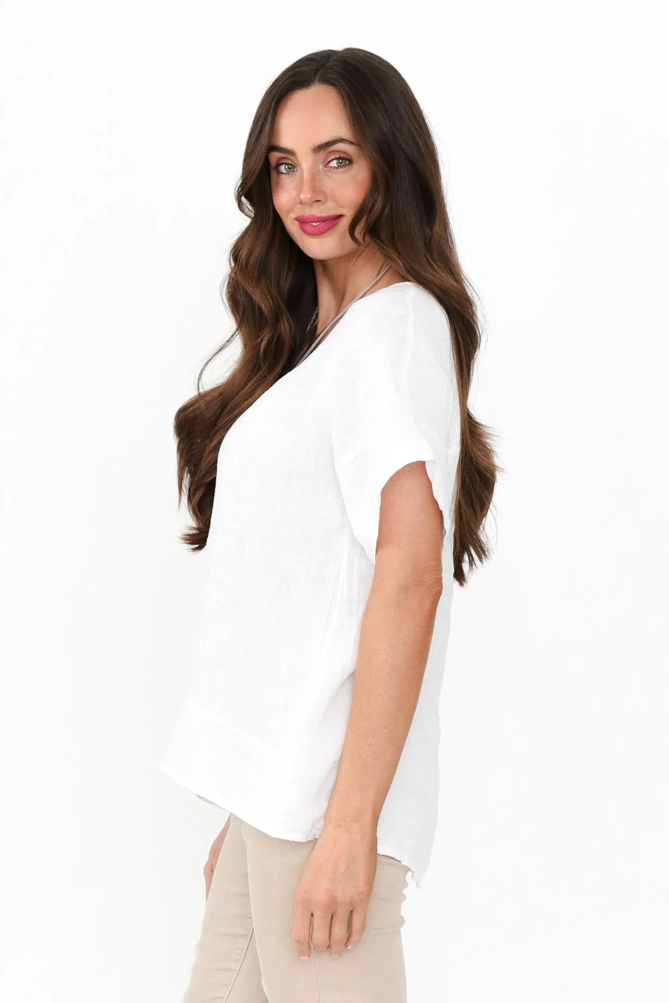 Kaya White Linen Top sold by Blue Bungalow product image thumbnail 3