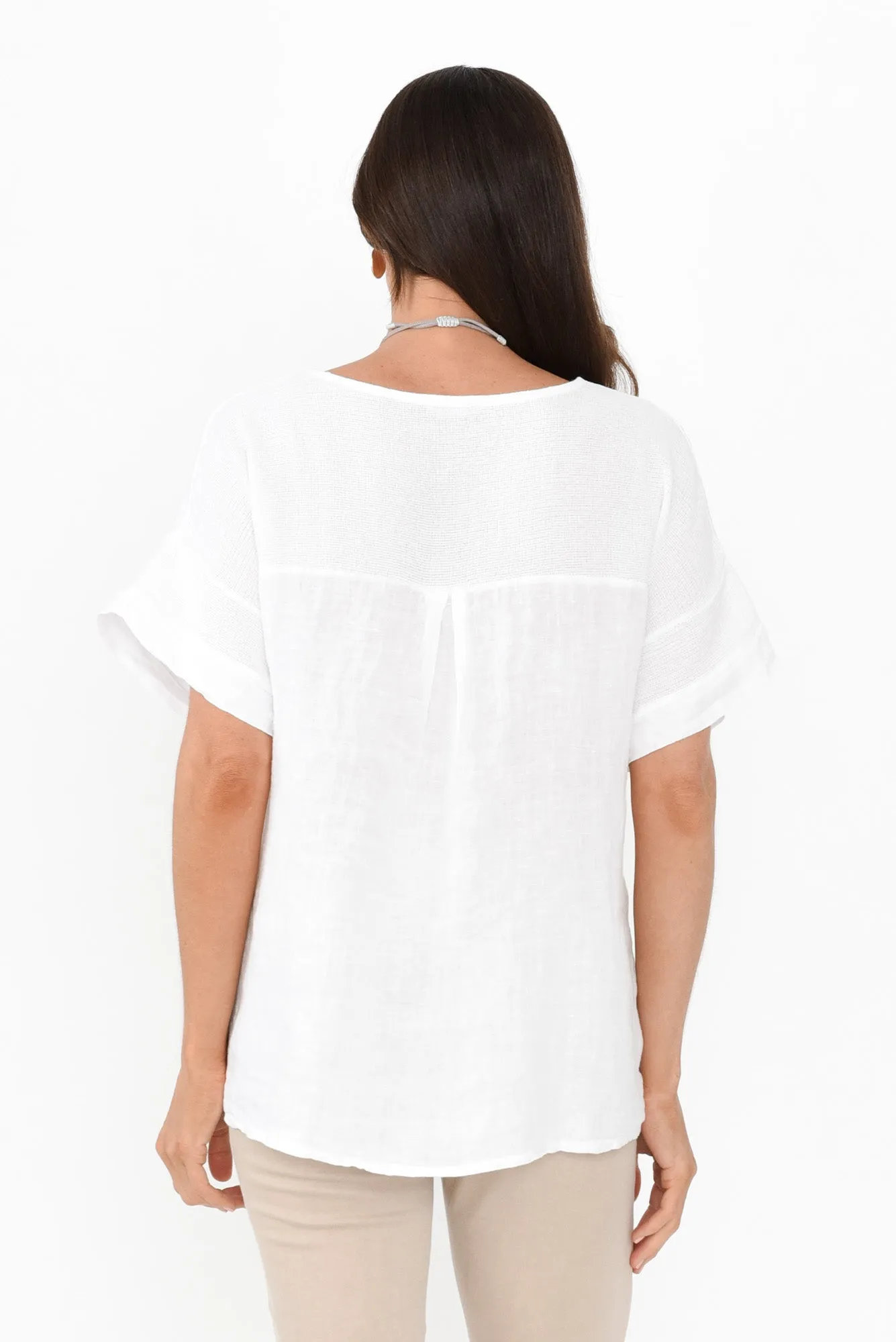 Kaya White Linen Top sold by Blue Bungalow product image thumbnail 4