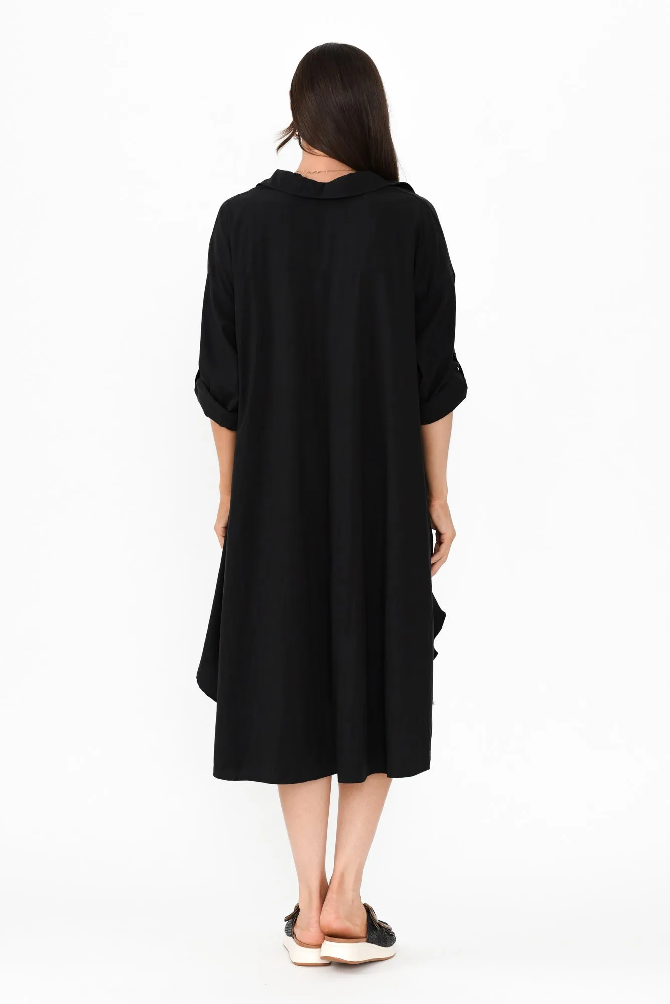 Kasia Black Collared Shirt Dress sold by Blue Bungalow product image thumbnail 4