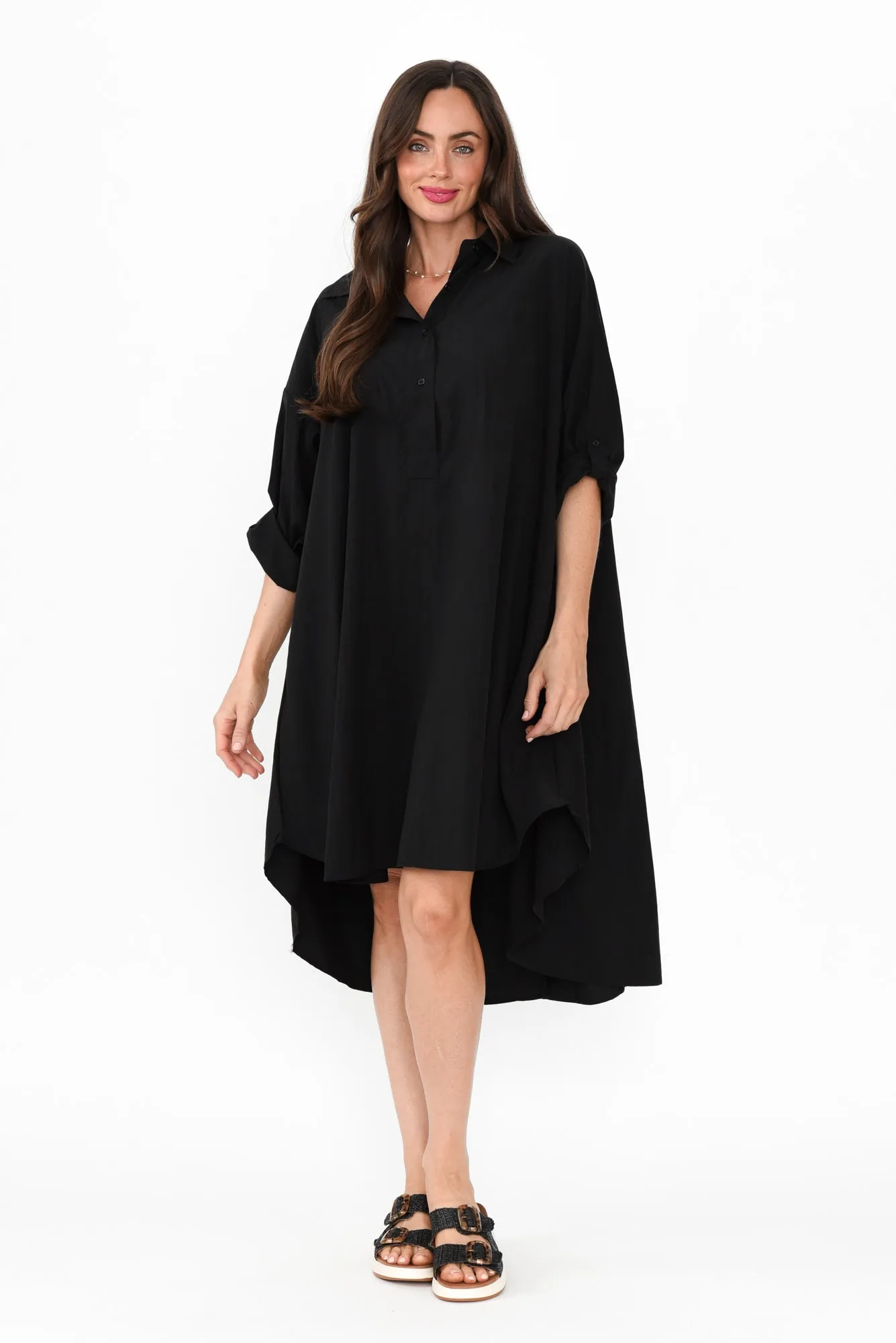 Kasia Black Collared Shirt Dress sold by Blue Bungalow product image thumbnail 2