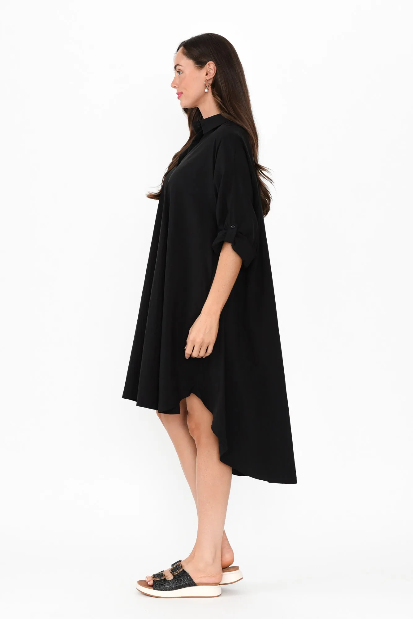 Kasia Black Collared Shirt Dress sold by Blue Bungalow product image thumbnail 3