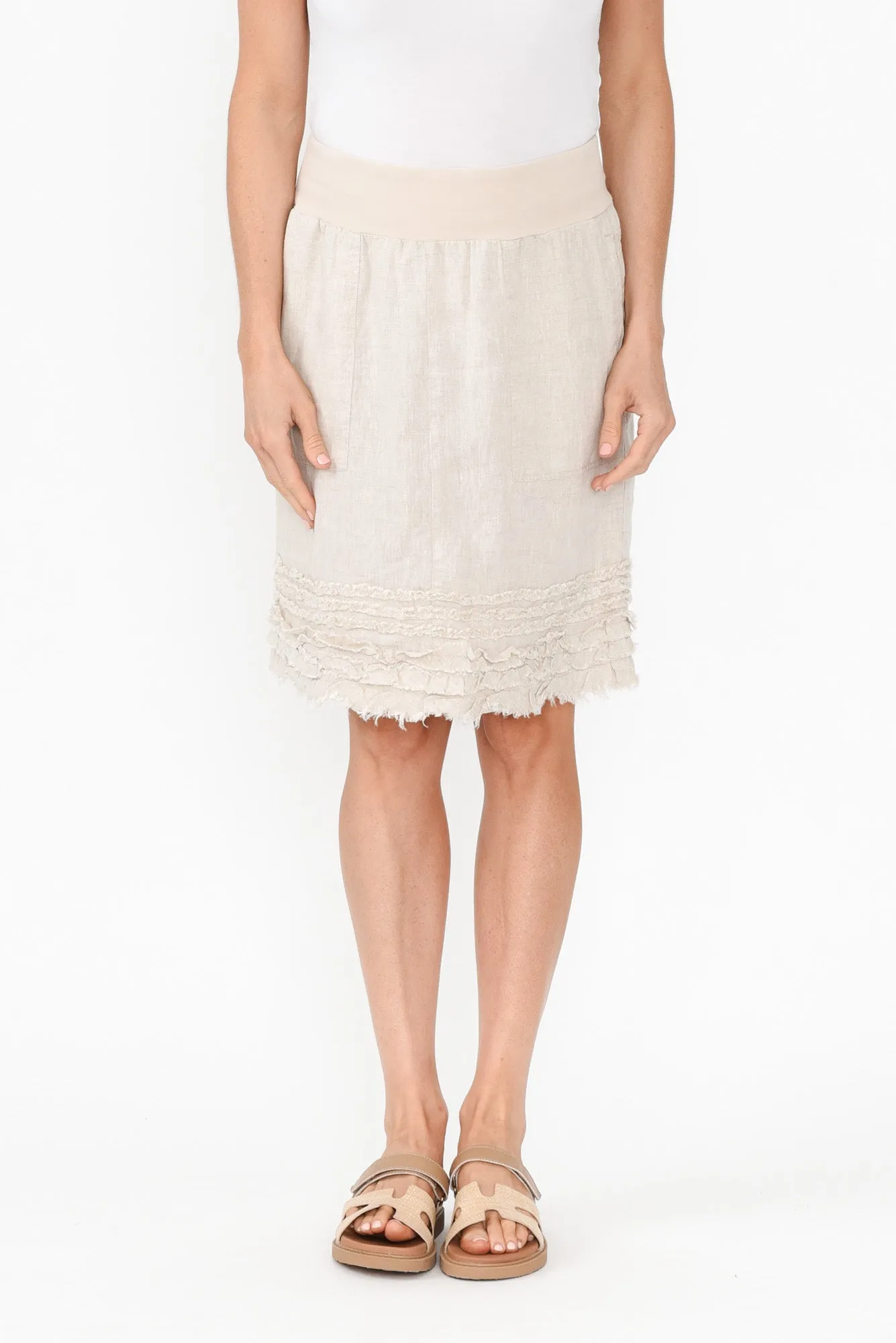Phillipa Natural Ruffle Hem Skirt sold by Blue Bungalow