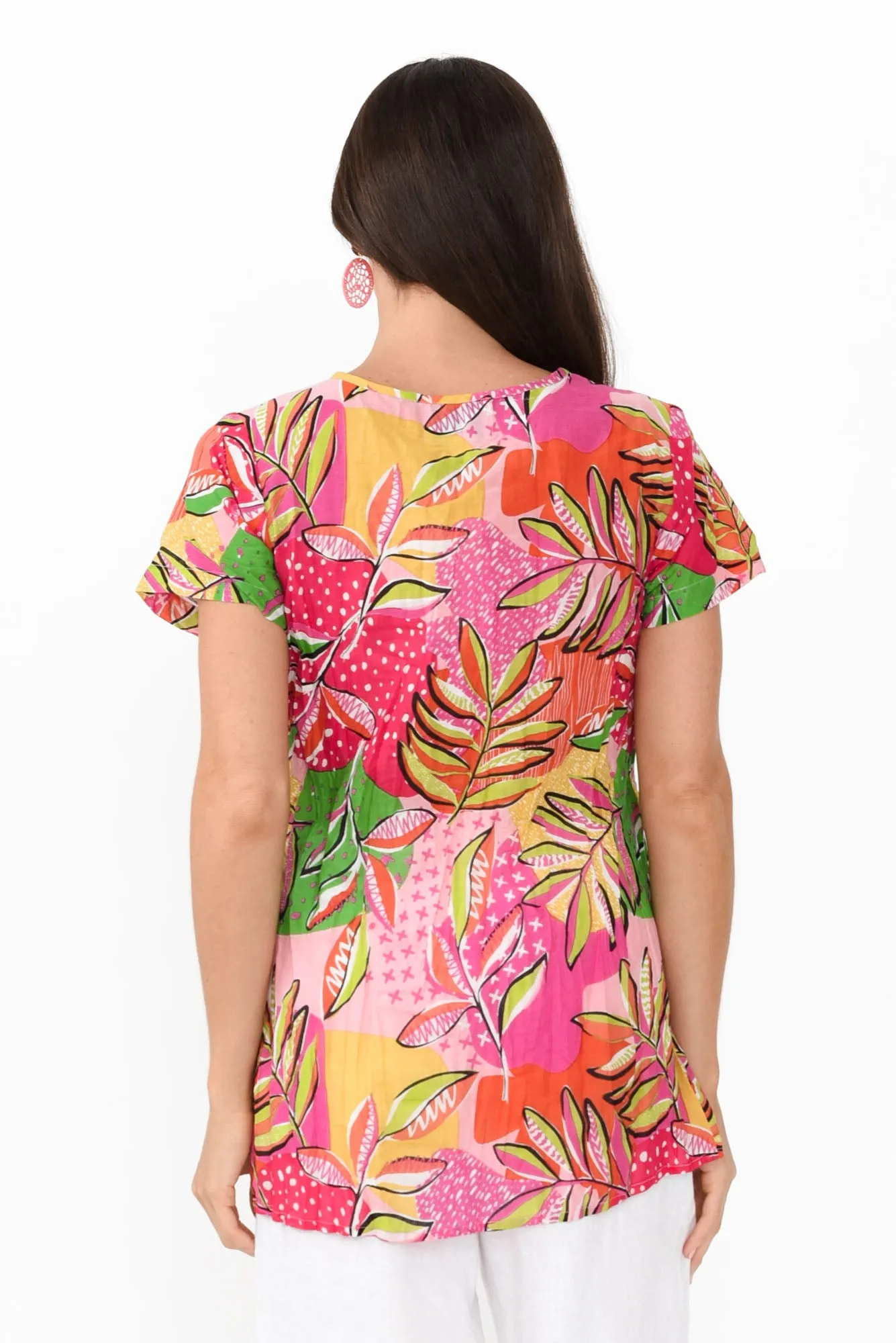 Fia Fuchsia Leaf Crinkle Cotton Top sold by Blue Bungalow product image thumbnail 4