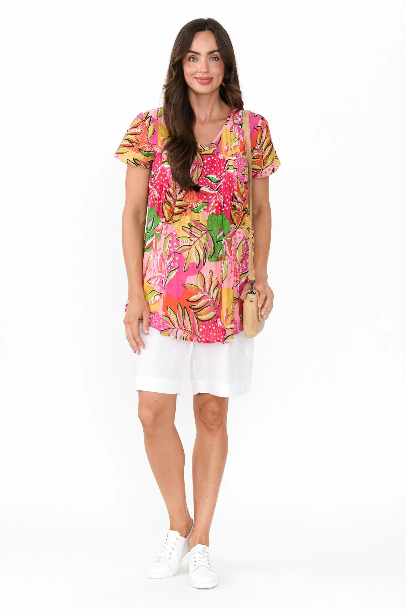 Fia Fuchsia Leaf Crinkle Cotton Top sold by Blue Bungalow product image thumbnail 2