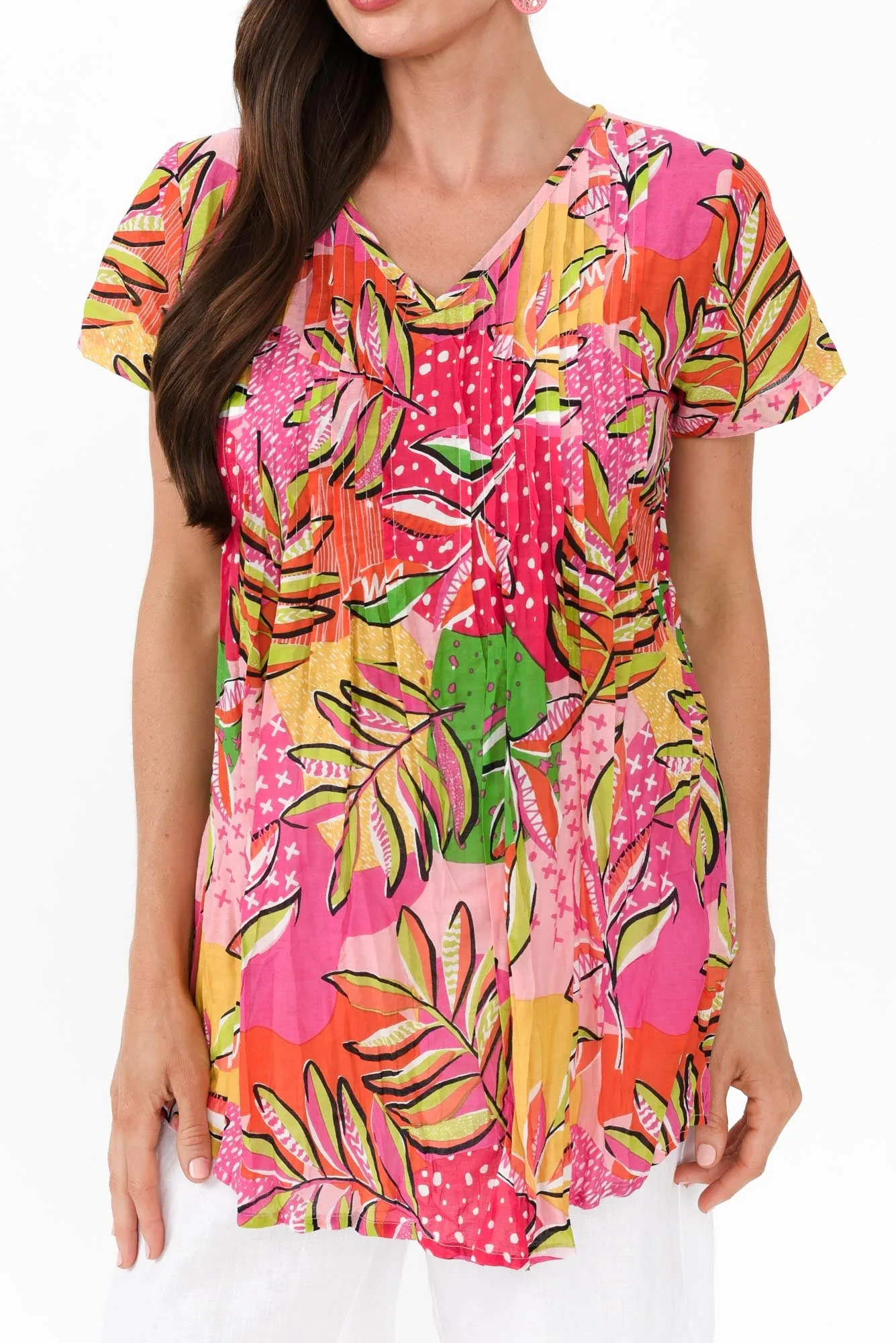 Fia Fuchsia Leaf Crinkle Cotton Top sold by Blue Bungalow product image thumbnail 5