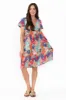 Sabina Peach Floral Crinkle Cotton Dress sold by Blue Bungalow