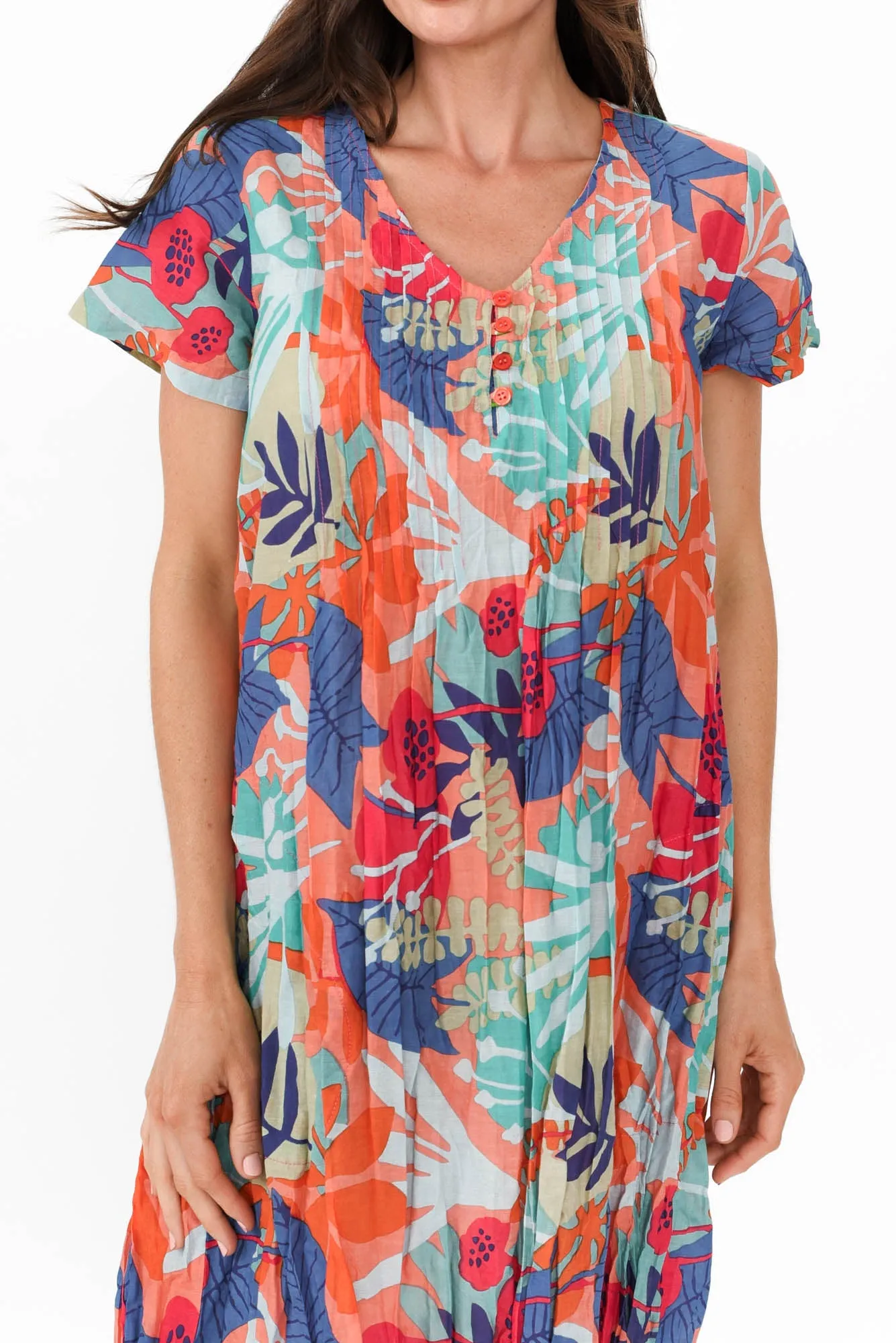 Sabina Peach Floral Crinkle Cotton Dress sold by Blue Bungalow product image thumbnail 5