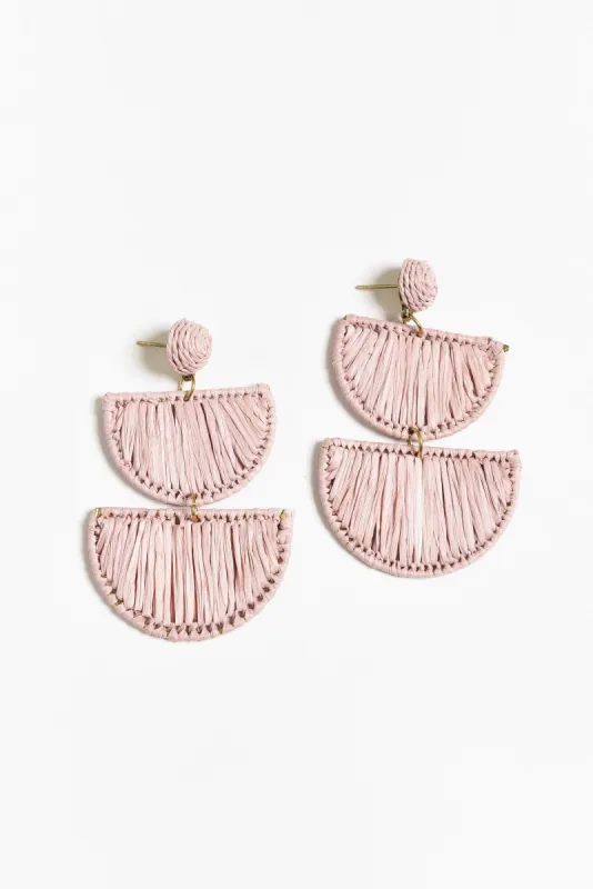 Paolo Pink Raffia Earrings sold by Blue Bungalow