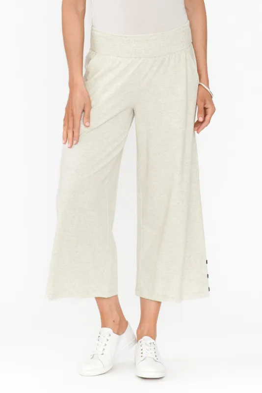 Eliana Grey Marle Cotton Shirred Cropped Pants sold by Blue Bungalow