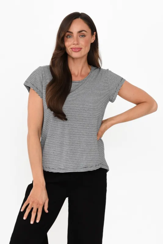 August Black Stripe Cotton Tee sold by Blue Bungalow